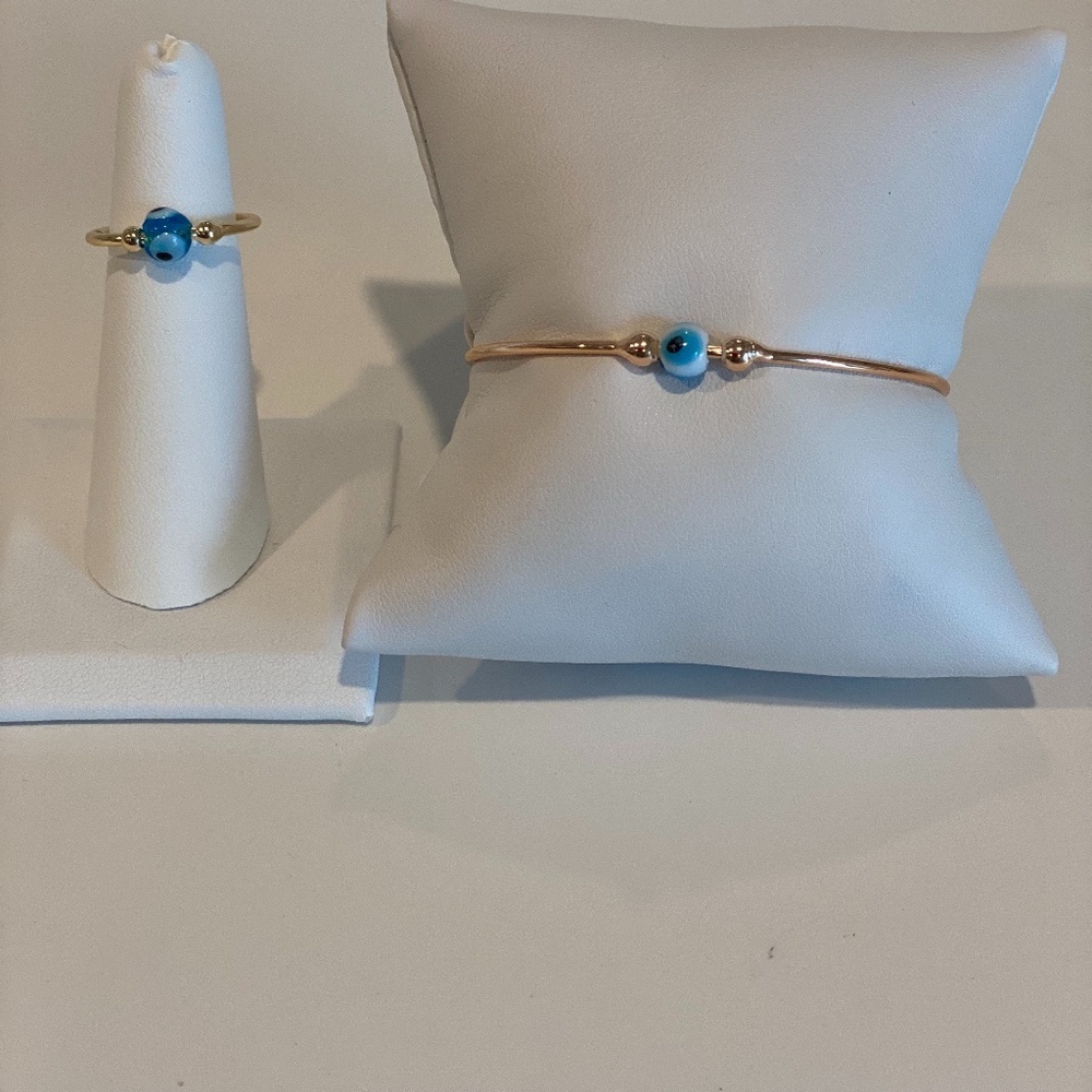 Evil Eye adjustable ring and bracelet set. #0029